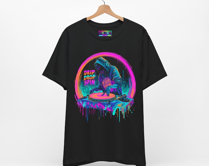 Neon Graffiti DJ T-Shirt: Vibrant Streetwear Style