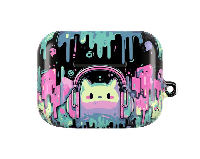 Dripverse Cat AirPods Case: Polycarbonate Protective Cover with Carabiner