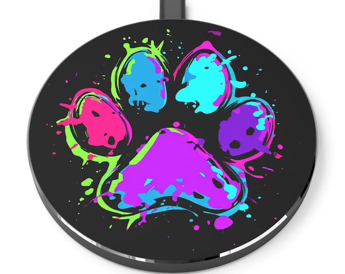 Purrinting Cats Paw Print Wireless Charger - Vibrant Qi Desk Accessory