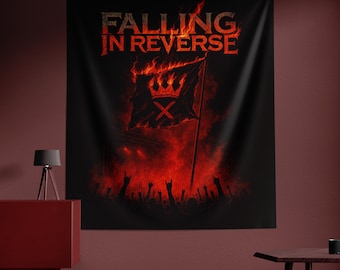 Omgekeerd vallen wandtapijt, omgekeerd vallen poster, rockband muur hangen, decor muziekkamer, esthetisch wandtapijt