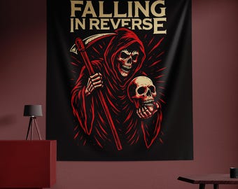 Omgekeerd vallen wandtapijt, omgekeerd vallen poster, rockband muur hangen, decor muziekkamer, esthetisch wandtapijt