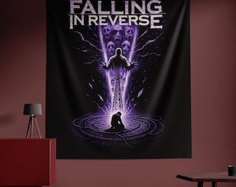 Omgekeerd vallen wandtapijt, omgekeerd vallen poster, rockband muur hangen, decor muziekkamer, esthetisch wandtapijt