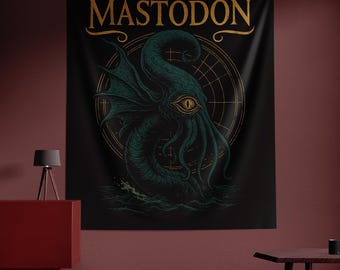 Wandtapijt mastodont, poster mastodont, wandtapijt rockband, wandtapijt musical, decor muziekkamer, esthetisch wandtapijt