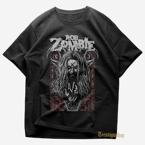 Rob Zombie T-Shirt | Metal Musik-Shirt | Supertier | Lebendes Totes Mädchen | Drachen | Rob Zombie Merch | Baumwoll T-Shirt
