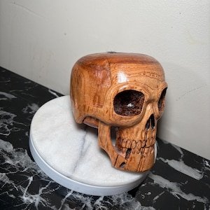 Hand Carved Wooden Skull