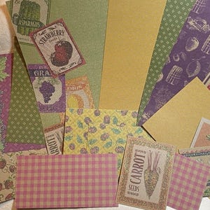 Recycled Assortment Card Stock Paper Junk Journal Collage Fruit Vegetables Plants With Glitter 15 Pieces For Crafting