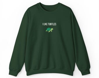 Turtle Meme Sweatshirt, Funny Embroidered Crewneck, Unisex Jumper, Trendy Pullover, Animal Lover Gift, Cozy Sweater