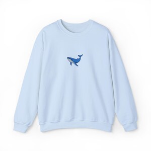 Whale Embroidered Crewneck Sweatshirt, Ocean Lover Gift, Nautical Jumper, Whale Graphic Sweater, Sea Life Apparel, Gift for Whale Enthusiast