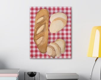 Bread Delight Canvas Art, Kitchen Decor, Baker Gift, Foodie Wall Art, Farmhouse Style, Bakery Vibes