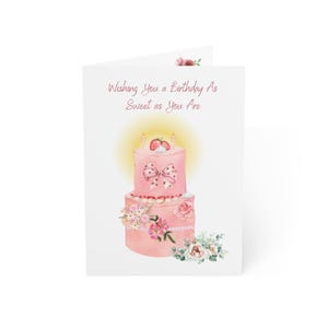 Greeting Cards, birthday cake watercolor design, wishing you a birthday as sweet as you are, Birthday Cards Set, Happy Birthday
