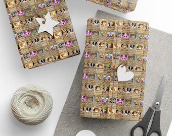 Anime One Piece Wrapping Paper -  Straw Hat Crew Wanted Posters Gift Wrap, Ideal for Birthdays, Holidays, and Special Occasions, Craft