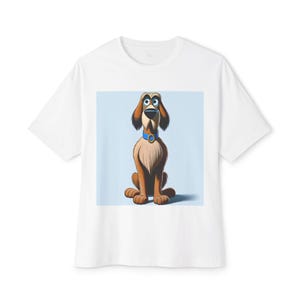 Maglietta con grafica di un simpatico cane, maglietta con animali dei cartoni animati, top alla moda oversize, regalo per gli amanti degli animali, abbigliamento casual per tutti i giorni