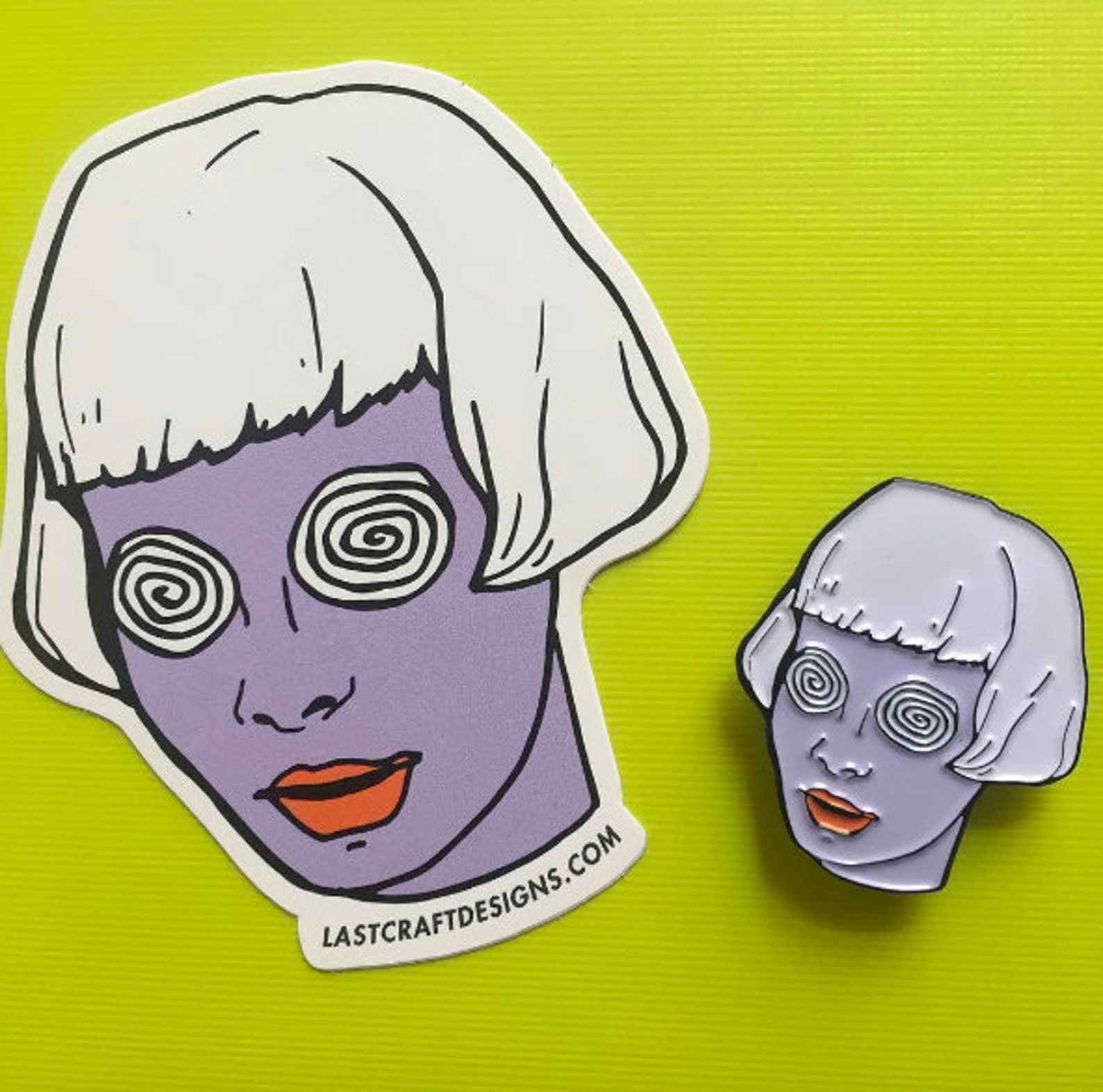 Enamel Pin Spiral Eye Girl Etsy