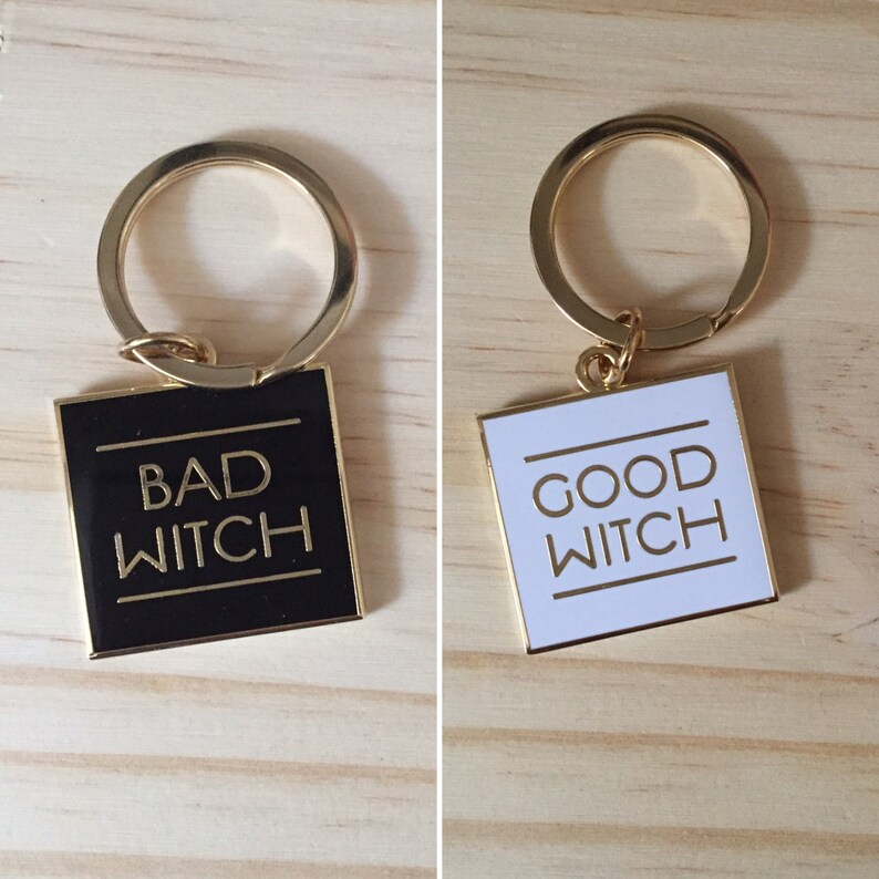 Keychain Good Witch Bad Witch DOUBLE-SIDED Hard Enamel Keychain