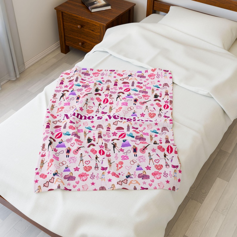 Personalized Velveteen Plush Taylor Blanket Custom Girls Blanket Adorable Swifty Blanket for Girls Toddler Girl Bedding Gift To Niece 30" × 40"