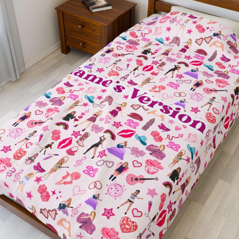 Personalized Velveteen Plush Taylor Blanket Custom Girls Blanket Adorable Swifty Blanket for Girls Toddler Girl Bedding Gift To Niece 60" × 80"