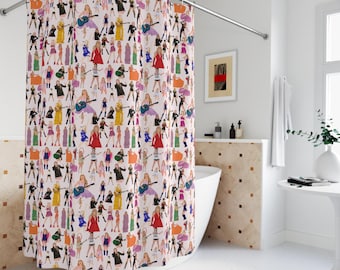 Vibrant Fashionista Shower Curtain, Trendy Bathroom Decor, Modern Chic Design, Unique Gift for Her, Stylish Home Accessory