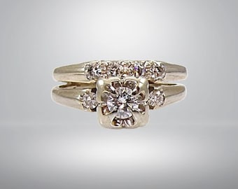 Solide 14K Weißgold Finish 925 Silber Braut Set Verlobungsring Brilliant Cut Diamant Verlobungsring