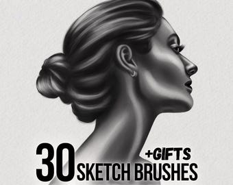 30 Sketch brushes + gifts for digital art in Procreate by Tory Kin