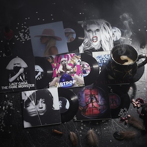 Lady Gaga Vinyl Coasters Set in Mini MDF Crate – Spotify Code Gift