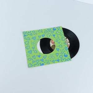 Paquete de 5 fundas para discos Green Heart: fundas interiores de papel para vinilo de 7 pulgadas. Ideales para guardar LP. Un regalo para coleccionistas de vinilos.