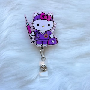 Kitty Nurse Purple Badge Reel
