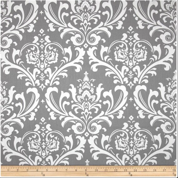 Gray And White Ozborne Damask Custom Shower Curtain Etsy