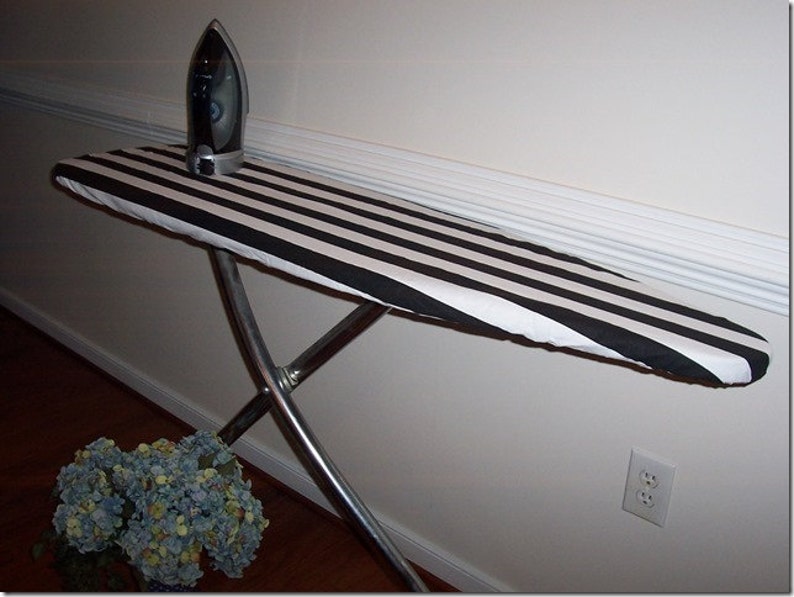 Custom Ironing Board Cover Black and White Canopy Stripe Etsy
