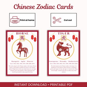 Chinese Zodiac Cards – Full Set of 12 | Printable Zodiac Cards & Wall Art | Lunar New Year Decor | Digital Download image 4