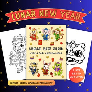Chinese Zodiac Coloring Book | Lunar New Year Kids Activity (PDF Download)