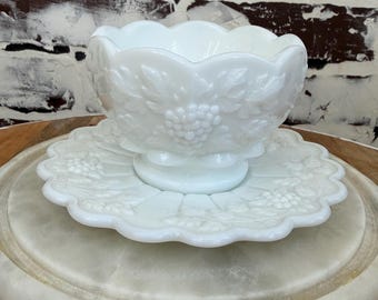 Vintage Westmorland milk glass Mayo set -manganese glow