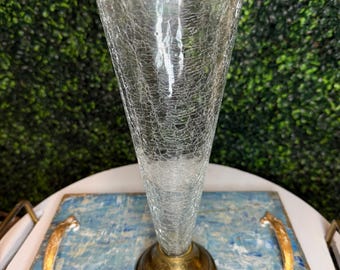 Brass and crackle glass vase