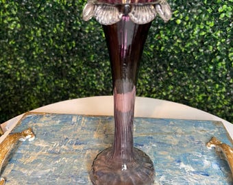 amethyst purple glass ruffled vase/bud vase