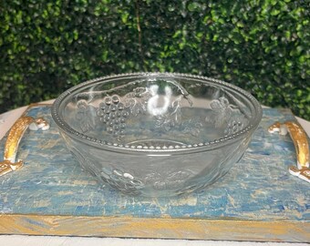 Vtg federal glass grape motif bowl