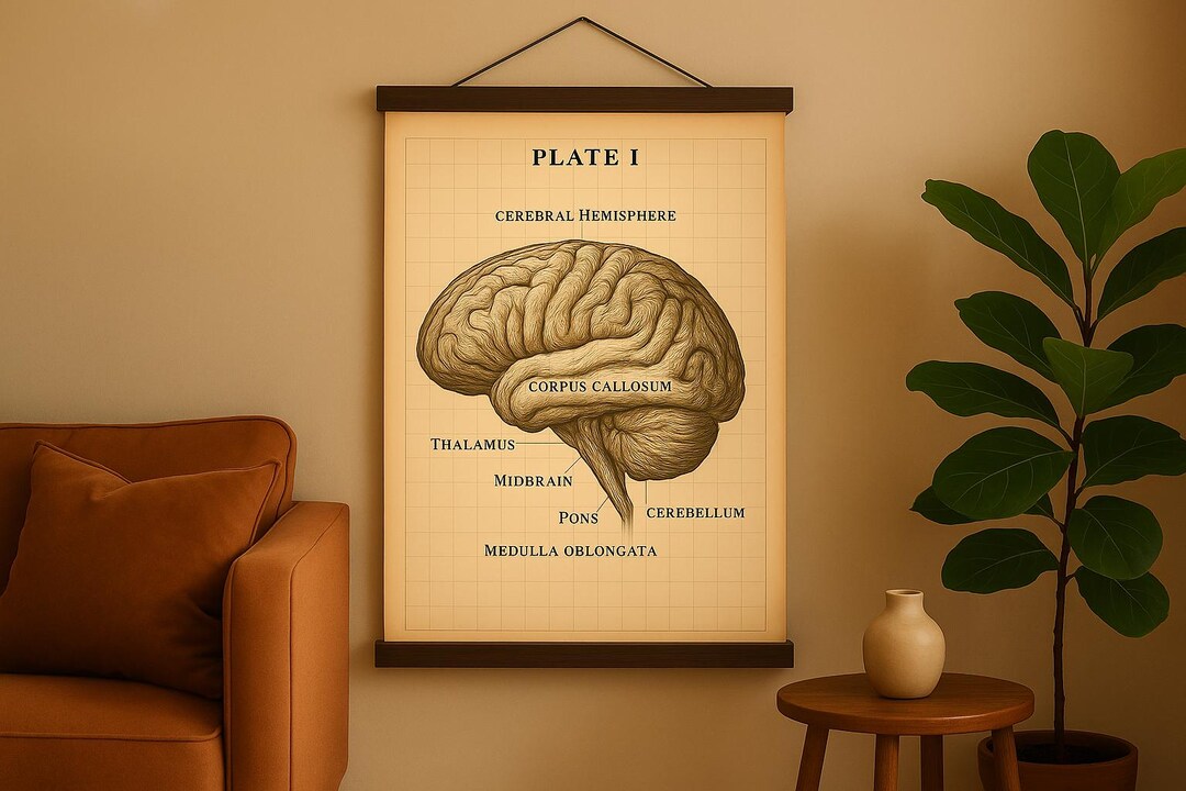 Vintage Brain Anatomy Wall Art Print Academic Medical Decor Scientific ...