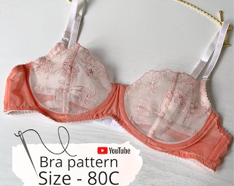 80C Underwire Bra Sewing Pattern PDF| DIY Lace Bra| Printable Lingerie Pattern A4| PDF Bra Pattern+Video TutorialBra Making Digital Download