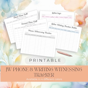 JW Phone & Letter telephone witnessing Tracker 10 templates call writing log printable digital download