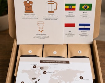 Freshly roasted coffee - Around The World Coffee Tasting Box: Coffee Lover Gift, fathers day gift, teacher gift, birthday gift, Christmas