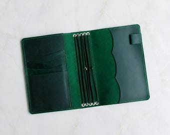 Leather travel notebook cover, Monogrammed notebook cover, Notebook cover with pockets, Customized notebook, Journal cover with pen holder
