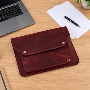 Personalized leather document case, A4 leather paper holder, Leather document organizer, Leather portfolio with logo, Monogrammed folder