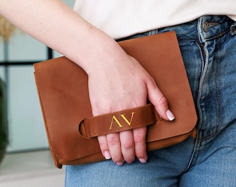 Leather clutch with handle, Womens leather clutch, Personalized leather clutch, Leather clutch handbags, Clutch purse with straps