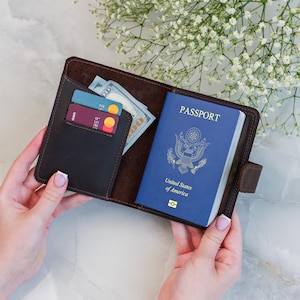 Engraved leather passport holder, Monogrammed passport wallet, Travel passport cover, Passport holder with initial, Leather passport case