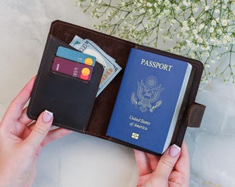 Monogrammed leather passport holder, Personalized passport wallet, Travel passport cover, Passport cover with name, Handmade passport holder