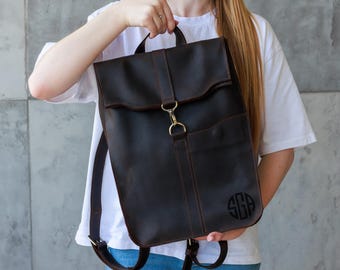 Mochila de cuero personalizada para mujer, Mochila de cuero para portátil, Mochila de cuero hecha a mano para mujer, Mochila urbana, Mochila de cuero para mujer