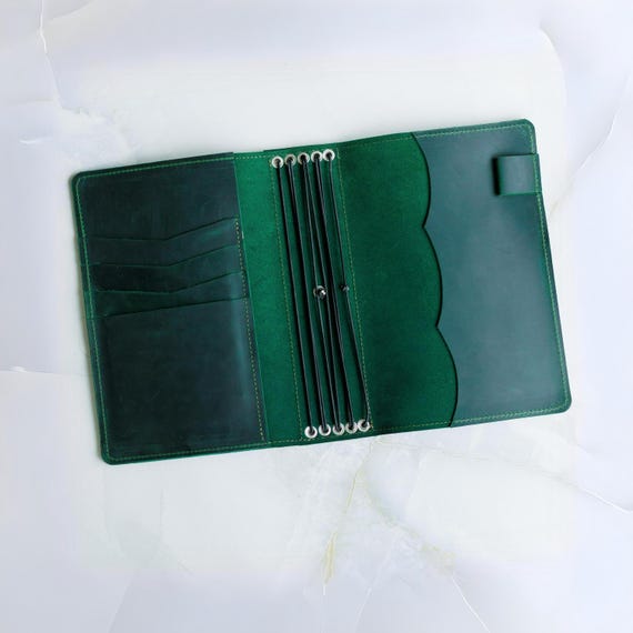 Leather travel notebook cover, Monogrammed notebook cover, Notebook cover with pockets, Customized notebook, Journal cover with pen holder