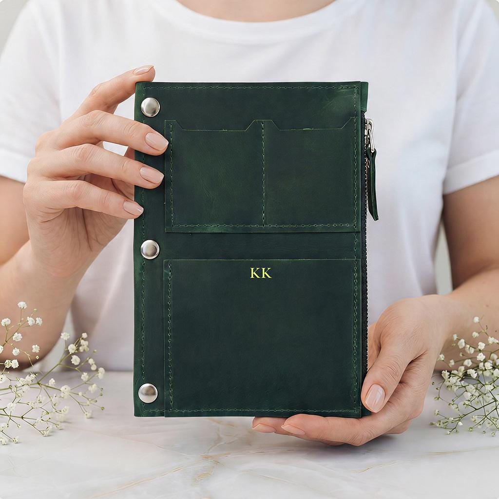 Custom Leather Notebook Insert, Notebook Insert With Zipper, Leather ...