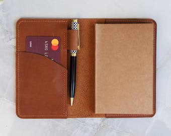 Funda de cuero personalizada para libreta, Funda para libreta de viaje, Funda de cuero para diario A6, Funda de diario personalizada, Libreta de cuero recargable