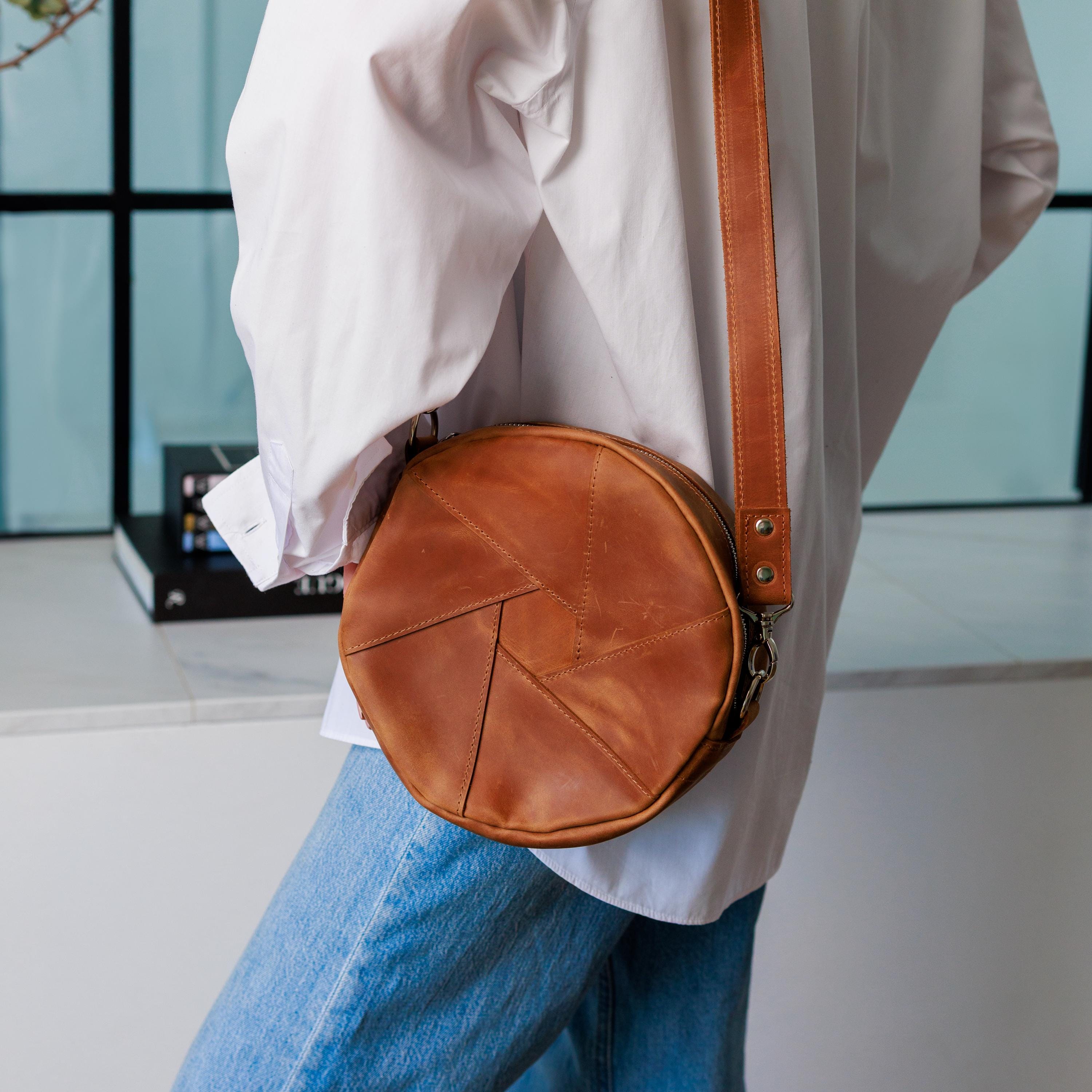 Leather Circle Bag - Etsy