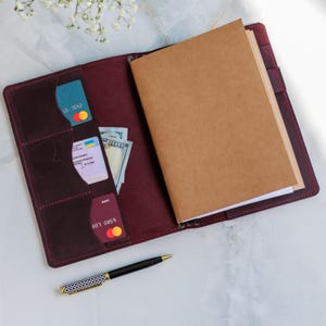 Monogrammed leather notebook cover, Notebook cover with pen loop, Customized notebook cover, Leather notebook case, Refillable journal cover