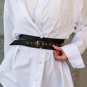 Leather wide waist belt, Womens waist belt, Leather belt for dress, Leather underbust belt, Leather circle belt, Wide belt for women